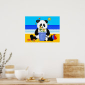 Poster Kunst Kinderen Panda Op Het Strand (Keuken)