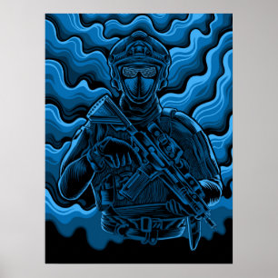 Poster Kunst Militair Soldaat