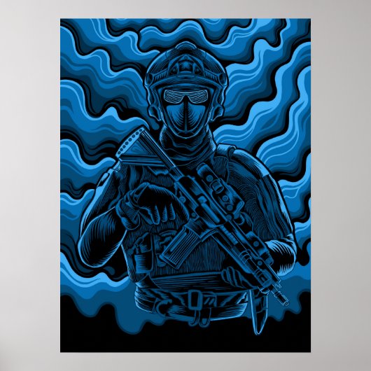 Poster Kunst Militair Soldaat (Voorkant)