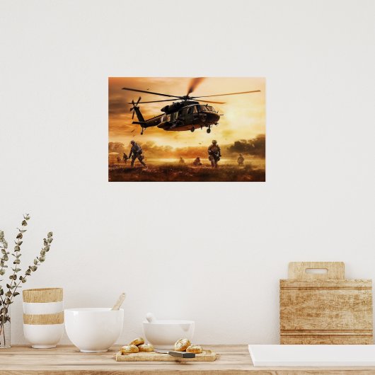 Poster Kunst Militaire Actie Scène (Keuken)