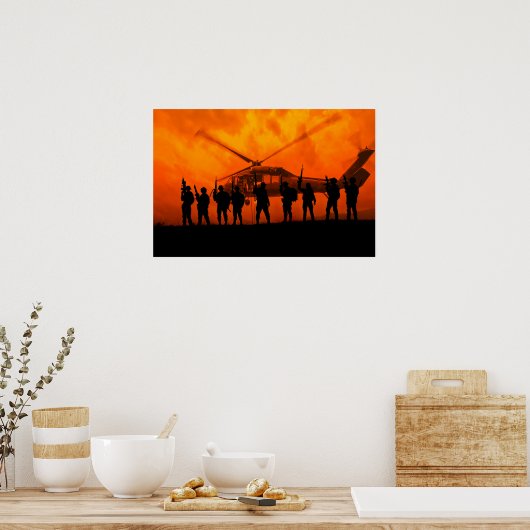 Poster Kunst Militaire Actie Scène (Keuken)