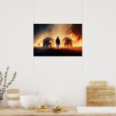 Poster Kunst Militaire Actie Scène (Keuken)