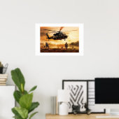 Poster Kunst Militaire Actie Scène (Thuiskantoor)