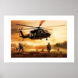 Poster Kunst Militaire Actie Scène