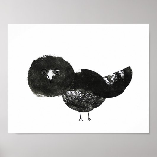 Poster Kunstdruck, Druck Vogel schwarz weiß (Voorkant)