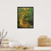 poster kunstfoto automne pont sous bois rivière (Keuken)