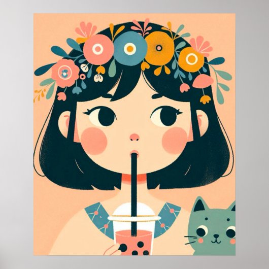 Poster “La petite fille au bubble tea“ (Voorkant)