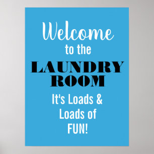 Poster laden waskamer vun blauw wit zwart