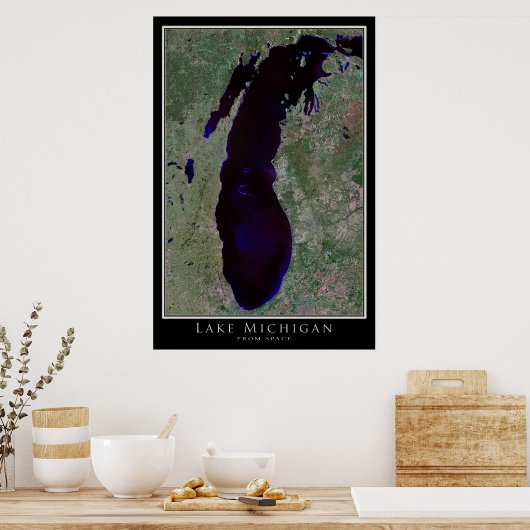 Poster Lake Michigan Satellite (Keuken)