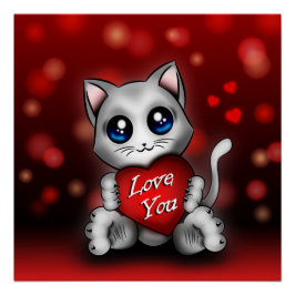 Poster Le chaton houdt van je