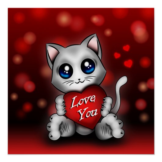 Poster Le chaton houdt van je (Voorkant)