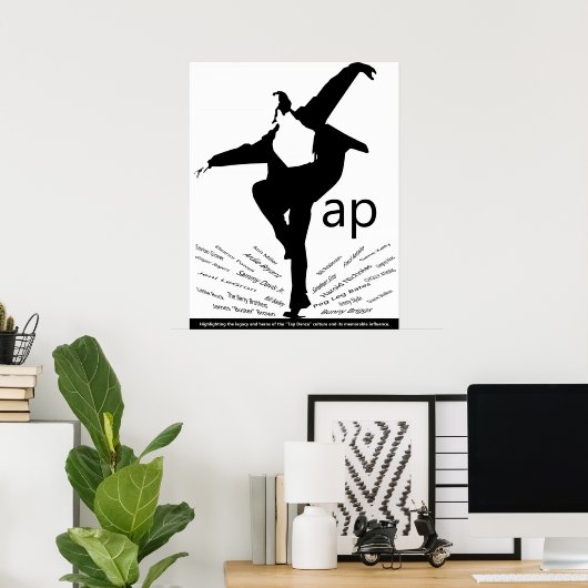 Poster "Legends" op het Tap-dansscherm (Thuiskantoor)