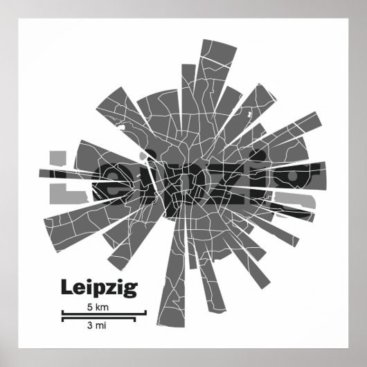 Poster Leipzig-kaart (Voorkant)