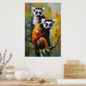 Poster | Lemur | Olieverfstijl (Keuken)