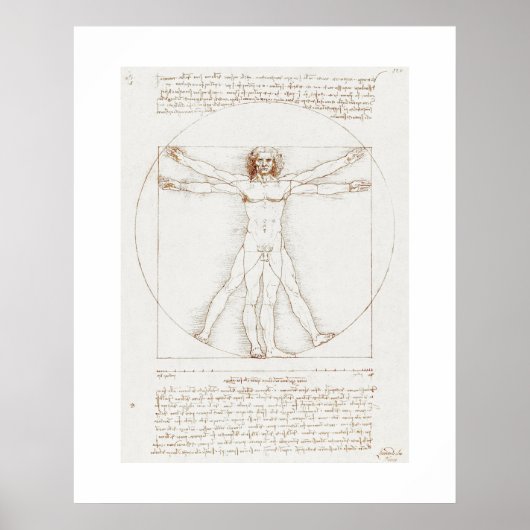 POSTER : LEONARDO DA VINCI : VITRUVIAN MAN (Voorkant)