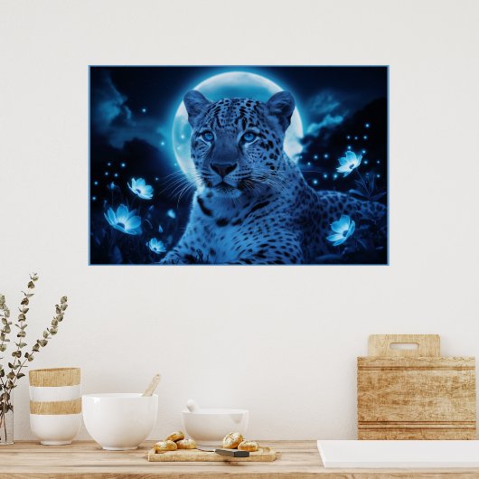 Poster Leopard's Blue (Keuken)