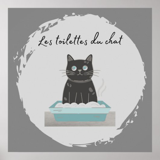 Poster, Les Toilettes du Chat Black Cat Poster (Voorkant)