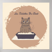 Poster, Les toilettes du chat bruine kat Poster (Voorkant)