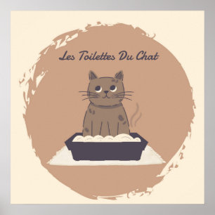 Poster, Les toilettes du chat bruine kat Poster