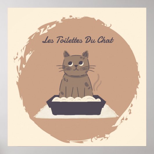 Poster, Les toilettes du chat bruine kat Poster (Voorkant)