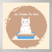 Poster, Les Toilettes du Chat, Witte kat Poster (Voorkant)