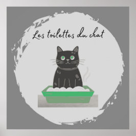 Poster, Les Toilettes du Chat Zwart Poster