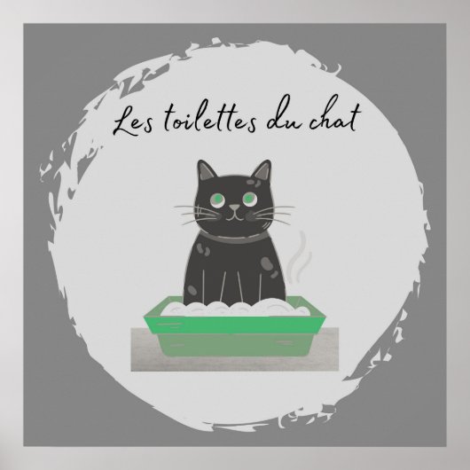 Poster, Les Toilettes du Chat Zwart Poster (Voorkant)