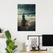 Poster - Lessen in een Storm Vrouw op het strand (Thuiskantoor)
