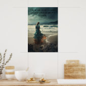 Poster - Lessen in een Storm Vrouw op het strand (Keuken)
