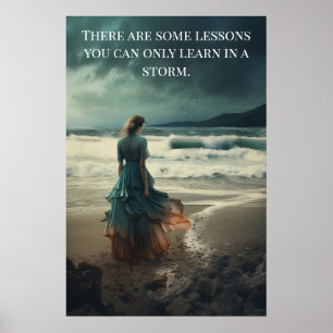 Poster - Lessen In Een Storm Vrouw op het Strand