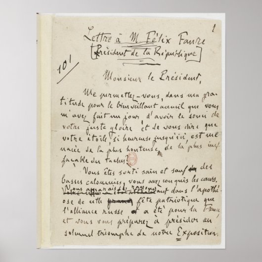 Poster lettre j'accuse (Voorkant)