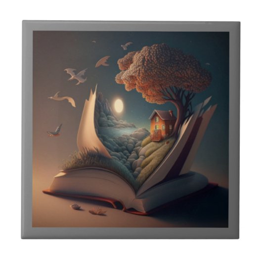 Poster Leven bij lezen Tegeltje (Voorkant)