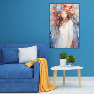 Poster Levendig Abstract Angel Vredig, schilderach