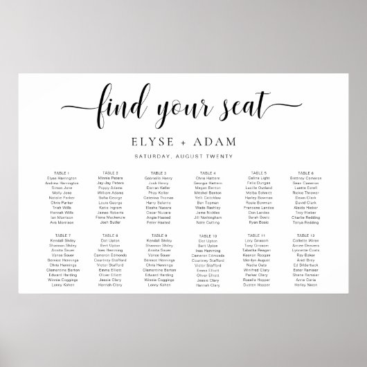 Poster Leyton Minimale 12-tabel Tabel Grafiek (Voorkant)