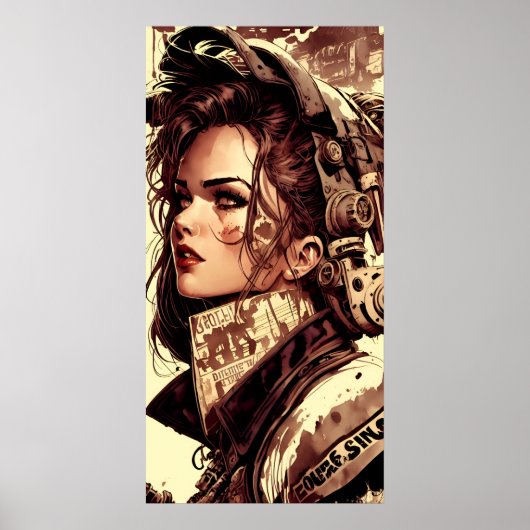 Póster Lienzo  kunstmeisje uit de digitale wereld Poster (Voorkant)