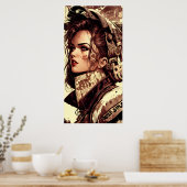 Póster Lienzo  kunstmeisje uit de digitale wereld Poster (Keuken)