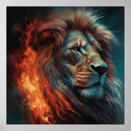 Poster Lion Feu
