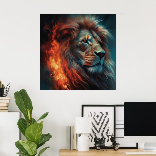 Poster Lion Feu (Thuiskantoor)