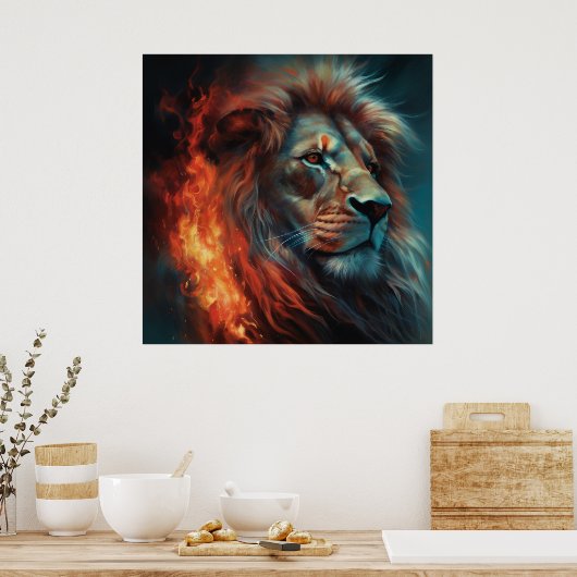 Poster Lion Feu (Keuken)