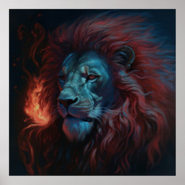 Poster Lion Feu
