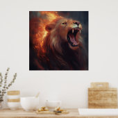 Poster Lion Feu (Keuken)