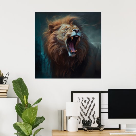 Poster Lion Feu (Thuiskantoor)