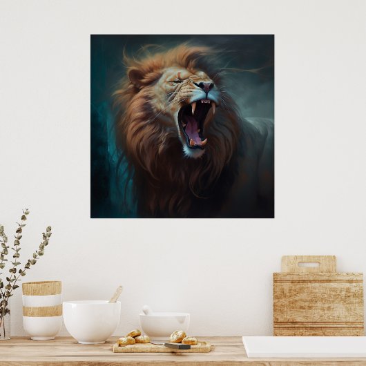 Poster Lion Feu (Keuken)