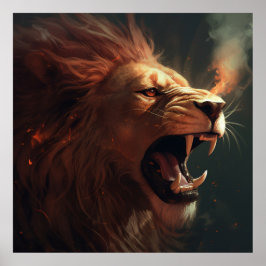 Poster Lion Feu
