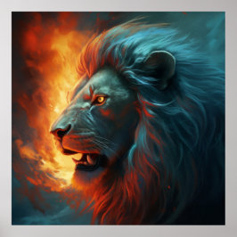 Poster Lion Feu