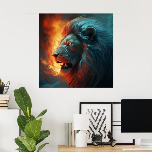 Poster Lion Feu (Thuiskantoor)