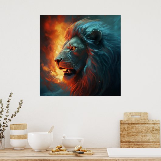 Poster Lion Feu (Keuken)