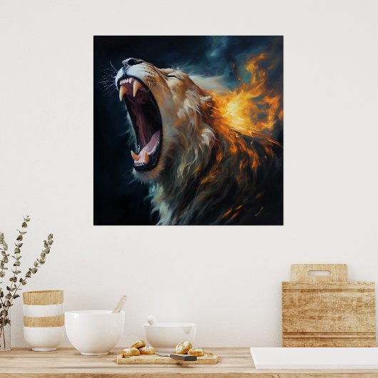 Poster Lion Feu (Keuken)