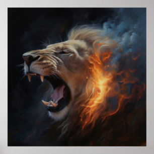 Poster Lion Feu