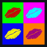 poster lippen<br><div class="desc">Lipstick-kussens in beroemde pop-stijl op poster</div>